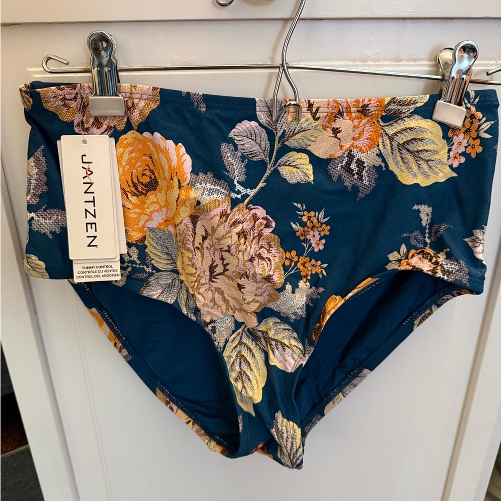 Jantzen Teal and Orange Floral Bikini Bottom